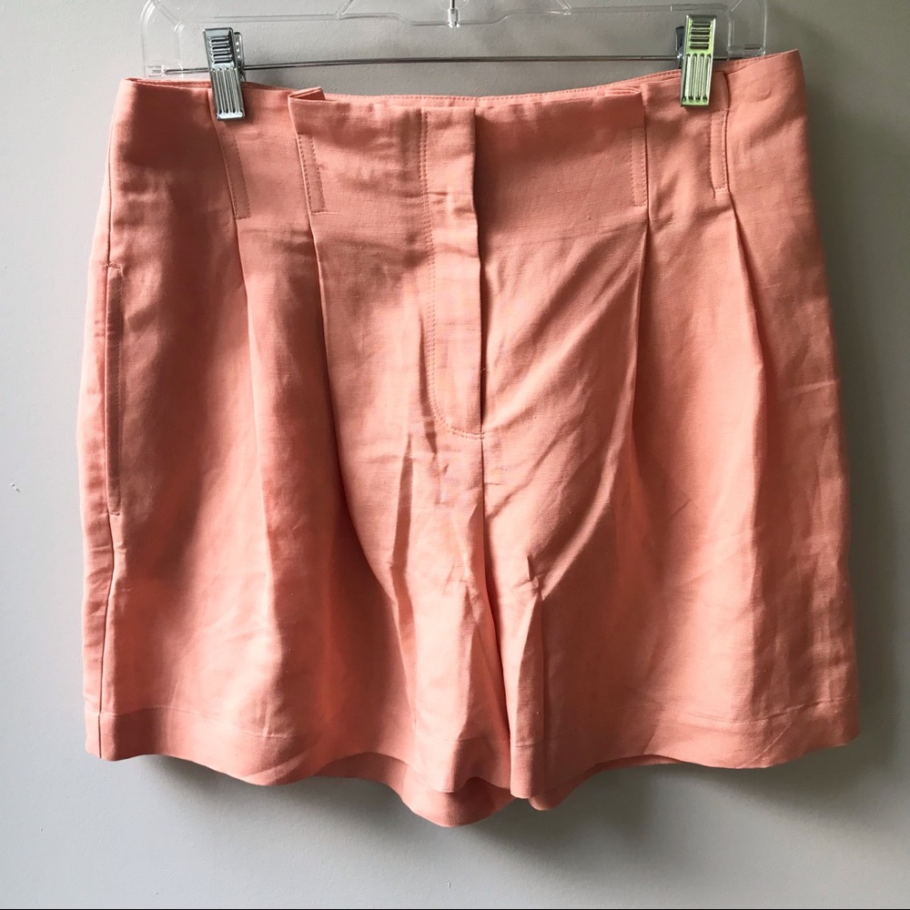 Ann Taylor linen rayon high waisted orange coral shorts